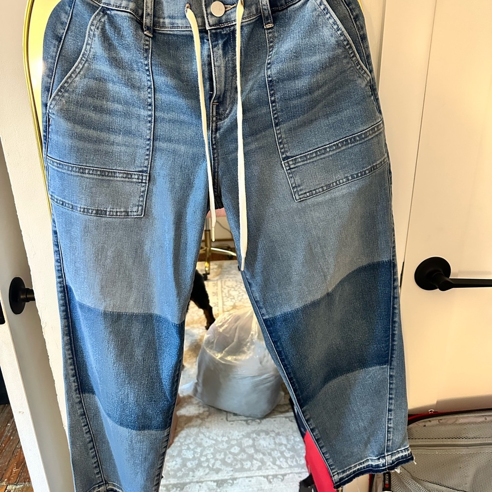 Barrel Patchwork Blue Jeans - image 2